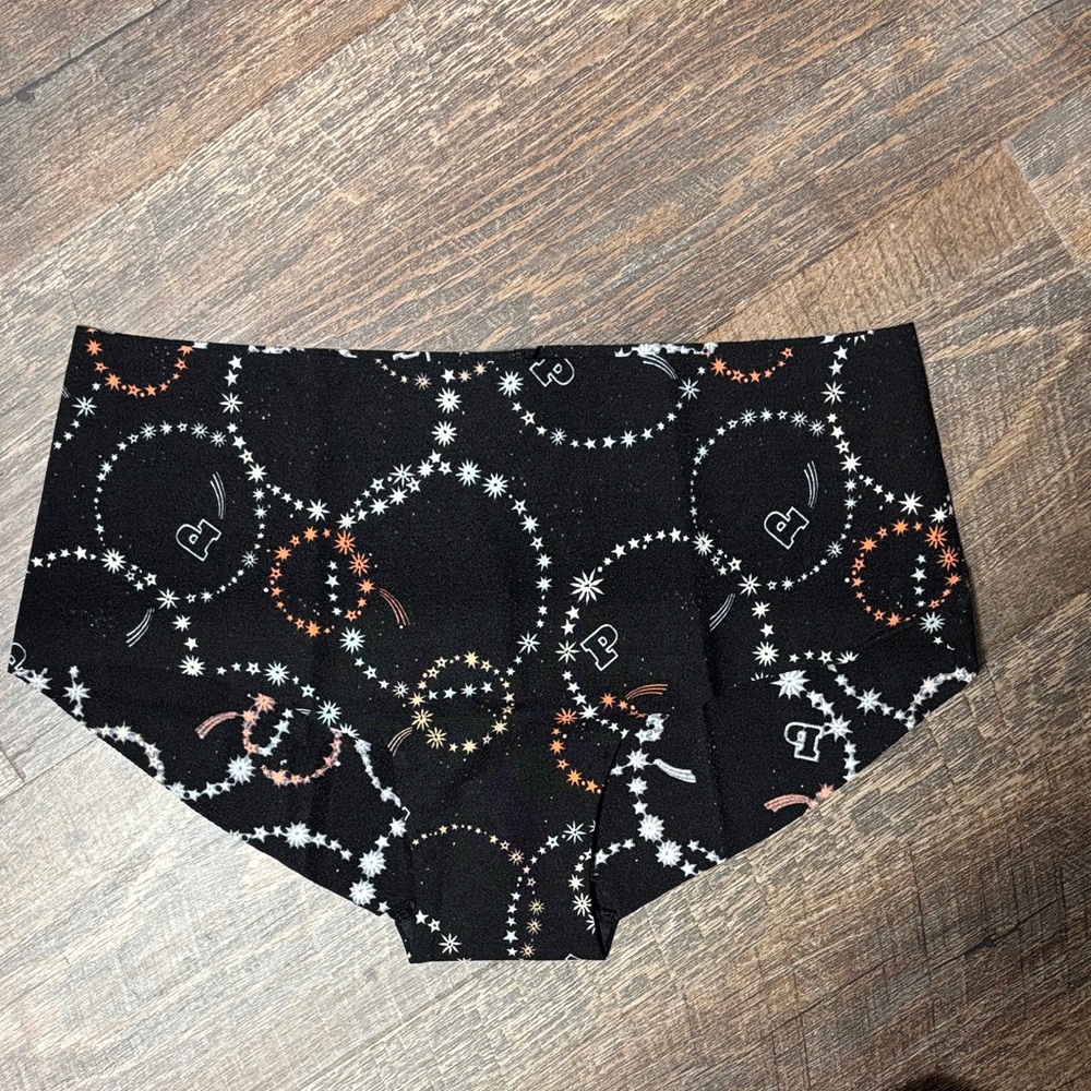 PINK Victoria's Secret Black Star Fireworks Pattern Hipster Bikini Panties M